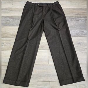 Ballin Wool Cashmere blend trousers size 35 pleated cuffed dark brown